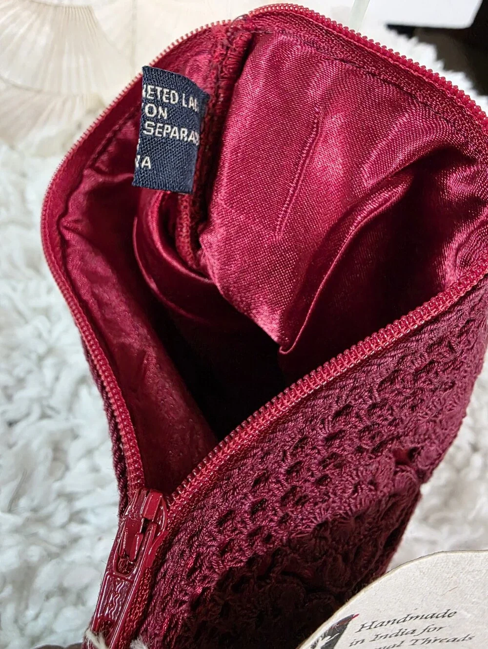 Eternal Thread Crochet Clutch/Makeup Bag in Burgundy/Red